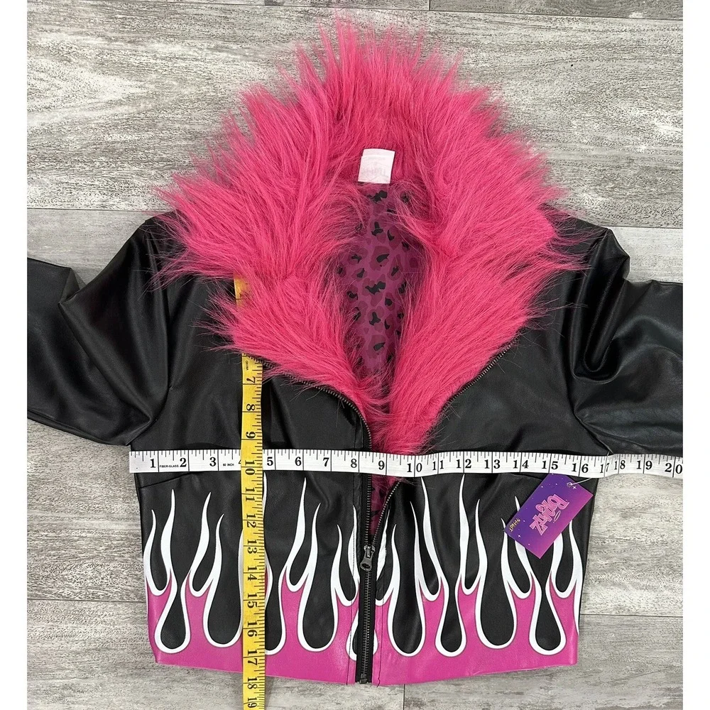 BRATZ Jacket Spirit Halloween (Rare) Faux Fur Faux Leather Pink Juniors Size S